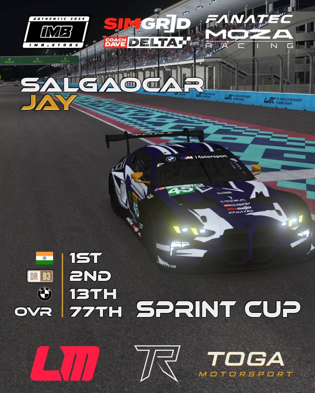 Toga Racing car at LMGT3 Sprint Cup